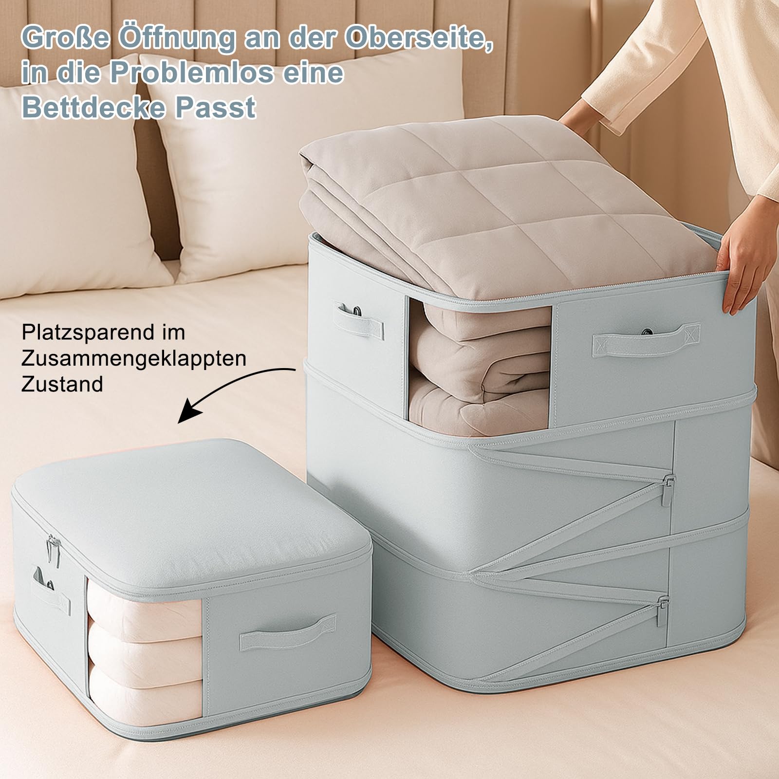 APOMOONS Platzsparender Selbstkomprimierender Organizer, mit 2 Schuhbeutel, Aufbewahrungstasche, Ultra Kleidung Bettdecken Kompression Kompressionsbeutel für Zuhause, Umzug, Reisen 52x42x60cm