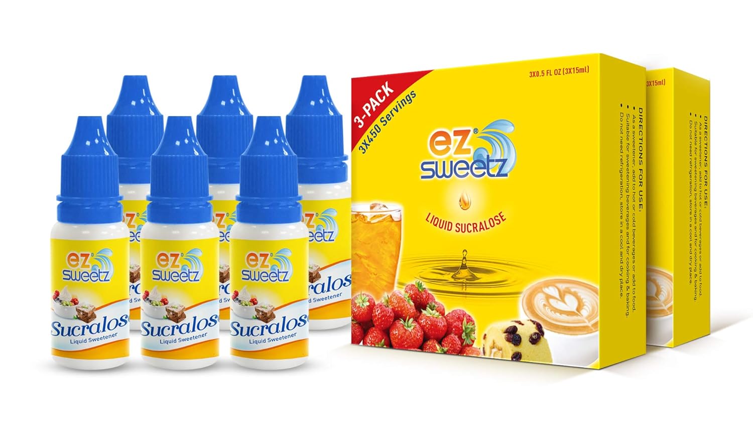 0.5 oz - Liquid Sweetener 450 Servings/Bottle | 3-Bottle x 2-Pack