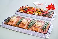 Vista 2 de TrueFire Tablones de cedro para parrilla de 7 x 16 pulgadas (paquete de 10) + bandeja de aluminio para servir, 16 pies