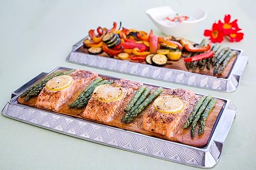 Miniatura 2 de TrueFire Tablones de cedro para parrilla de 7 x 16 pulgadas (paquete de 10) + bandeja de aluminio para servir, 16 pies