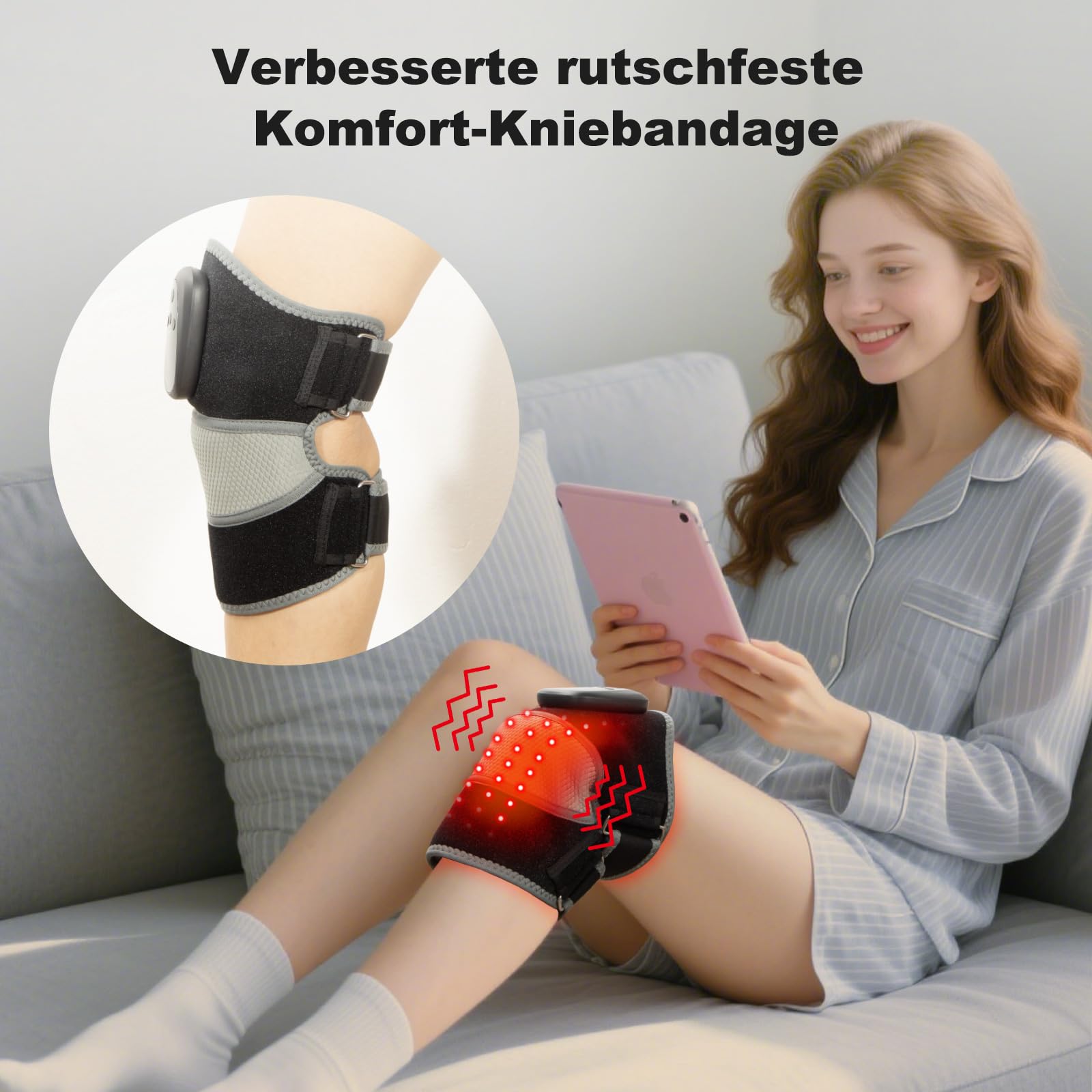 HONGJING Rotlicht-Heizknie-Massagegerät zur Schmerzlinderung, 5 Massageintensitäten, 6 Heizstufen und Timer, verstellbare Stütze für Frauen und Männer zur Entspannung von Knie und Schulter
