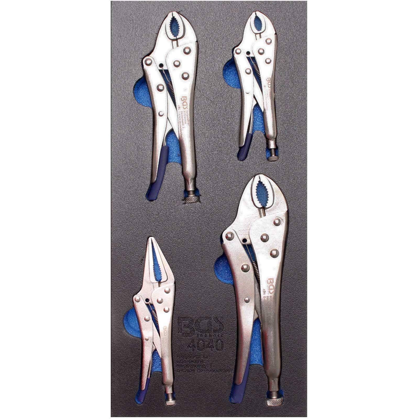 BGS 4040 | Werkstattwageneinlage 1/3: Gripzangen | 4-tlg. | Gripzange 140 / 185 / 220 mm | Langbeck-Gripzange 175 mm | 4040,