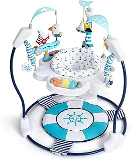 AskCat Baby Activity Center Jumper with 360° Rotating Seat, Interactive Toys & Adjustable Height for Motor Skill Development
