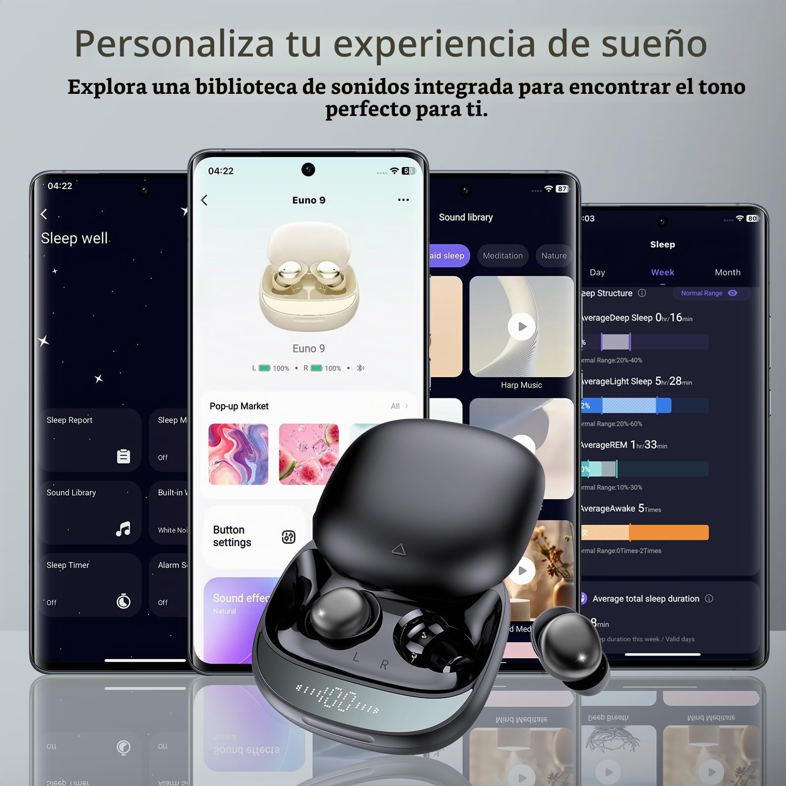 Auriculares Inalámbricos para Dormir, Bluetooth 5.4, True Wireless, 6 EQ, 48H