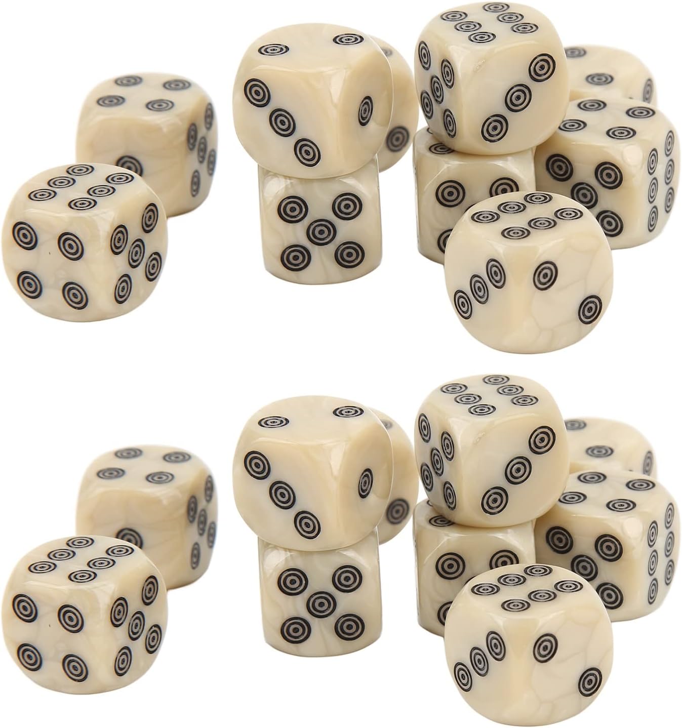 VGEBY 6 Sided Dice Set, 20Pcs White Pearl Grain Circle Dots Six Sided Dice 16mm Standard Game Dice for Table Borad Games Math Teaching Game Accessories