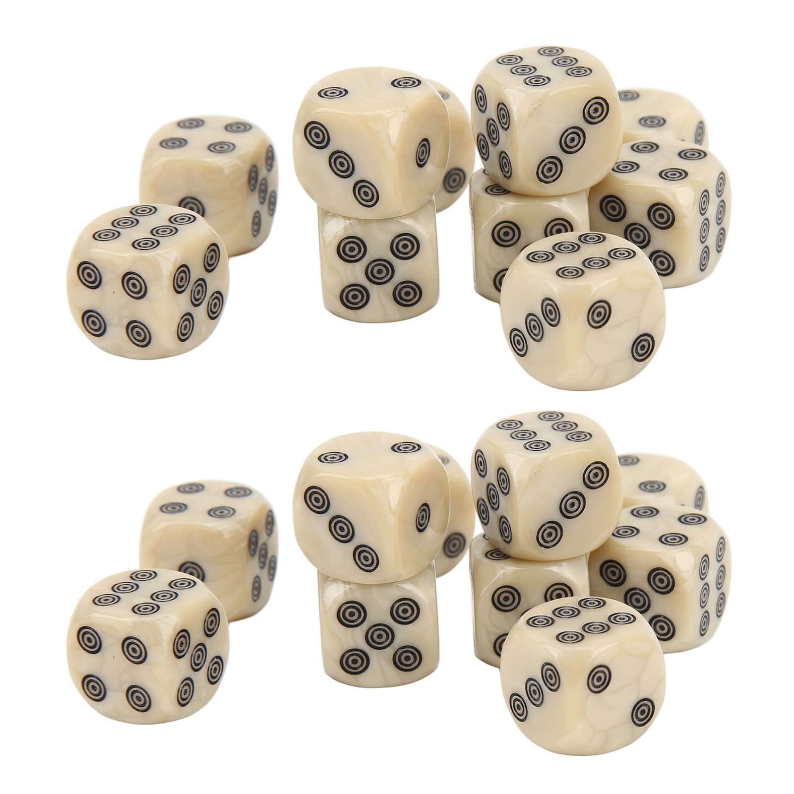 VGEBY 6 Sided Dice Set, 20Pcs White Pearl Grain Circle Dots Six Sided Dice 16mm Standard Game Dice for Table Borad Games Math Teaching Game Accessories Leisure Sport