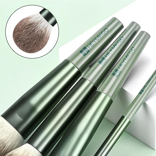 Miniatura 3 de HEYMKGO - Juego de 11 brochas de maquillaje, cerdas sintéticas de primera calidad, mango cónico, base Kabuki, cepillo para sombra de ojos para polvo