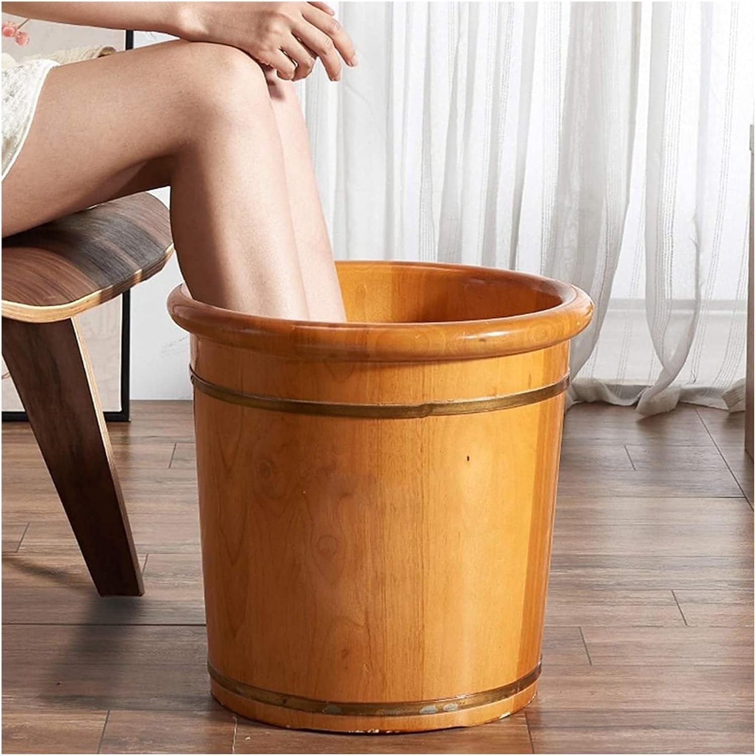 Wooden Foot Basin,Wood Foot Tub, Wooden Foot Basin Wooden Foot Basin,Solid Cedar Wood Foot Basin Tub Bucket for Foot Bath,Pedicure Bowl Spa Massage Wooden Foot Tub, (Multi colored)
