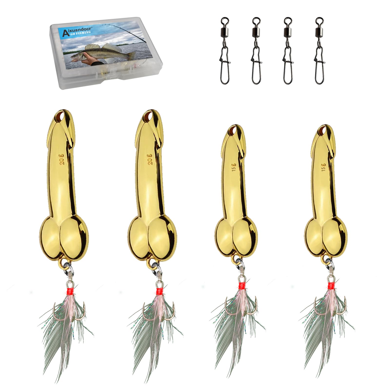 Bass Fishing Lure, Fishing Spoons, Topwater Fishing Lures with Trebles Hooks, Trout Fishing Lures, Fishing Tackle for Freshwater and Saltwater, Fishing Gifts for Men