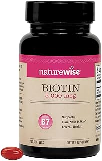 NatureWise Extra Strength Biotin 5,000 mcg Softgels - Biotin for Hair Growth Women & Men + Skin & Nails Support - Non-GMO, USA Manufactured - 150 Softgels[150-Day Supply]