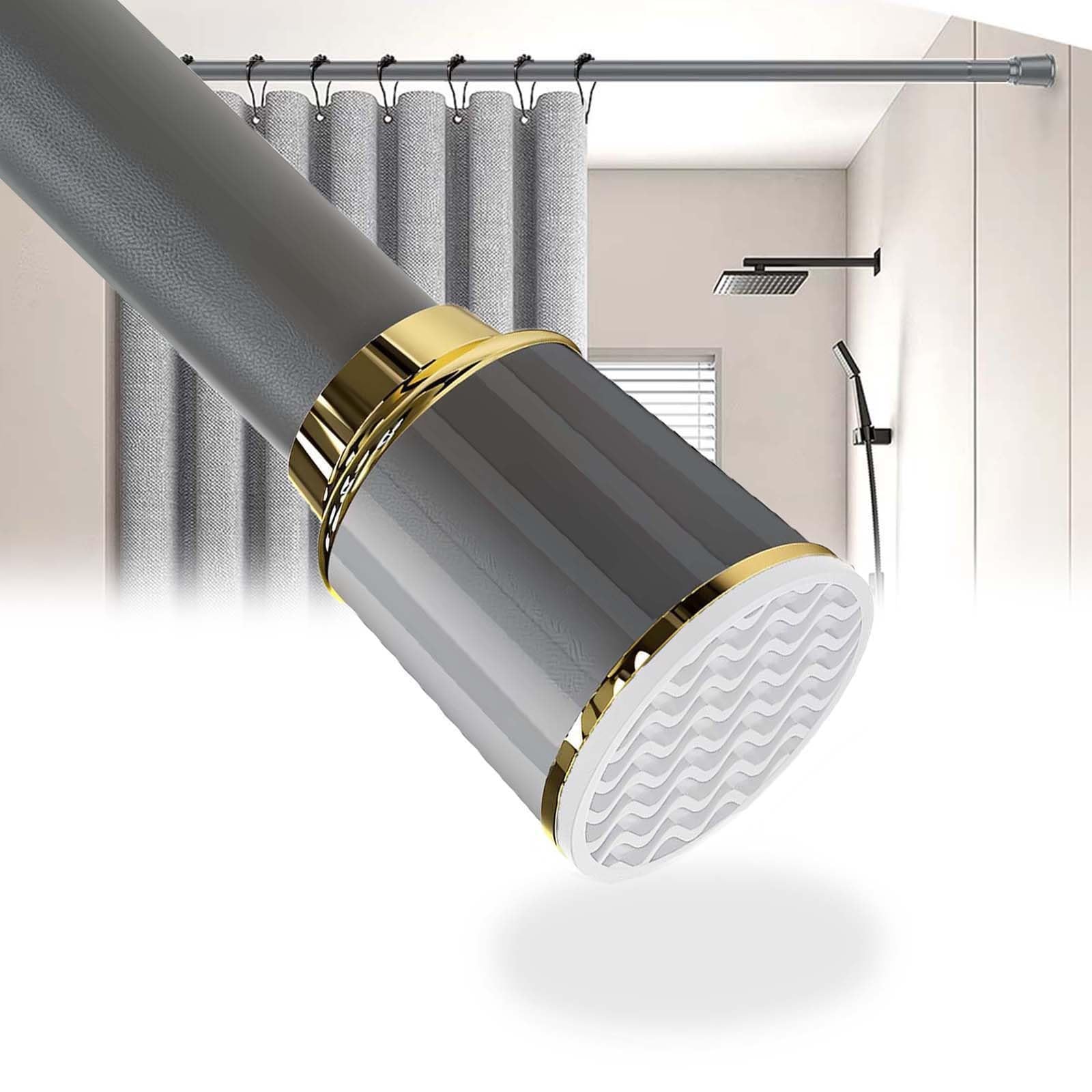 Tringle douche télescopique extensible gris 310-400cm robuste sans perçage