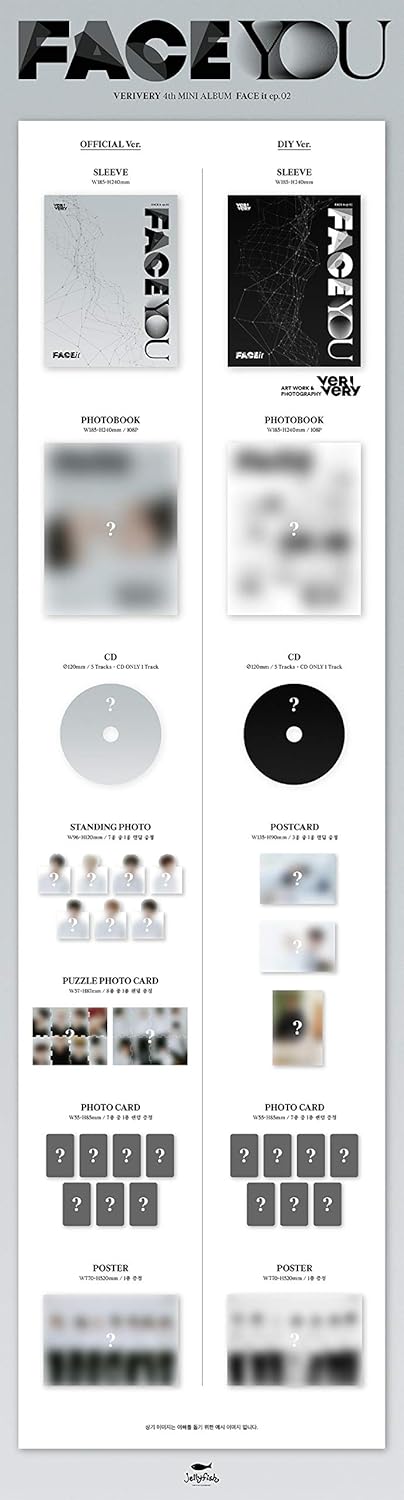 Verivery 'Face You' 4th Mini Album 2 Verion SET CD+108p PhotoBook+1p PhotoCard+1p Standing Photo+1p Puzzle PhotoCard+1p Post+Message PhotoCad SET+Tracking Kpop Sealed