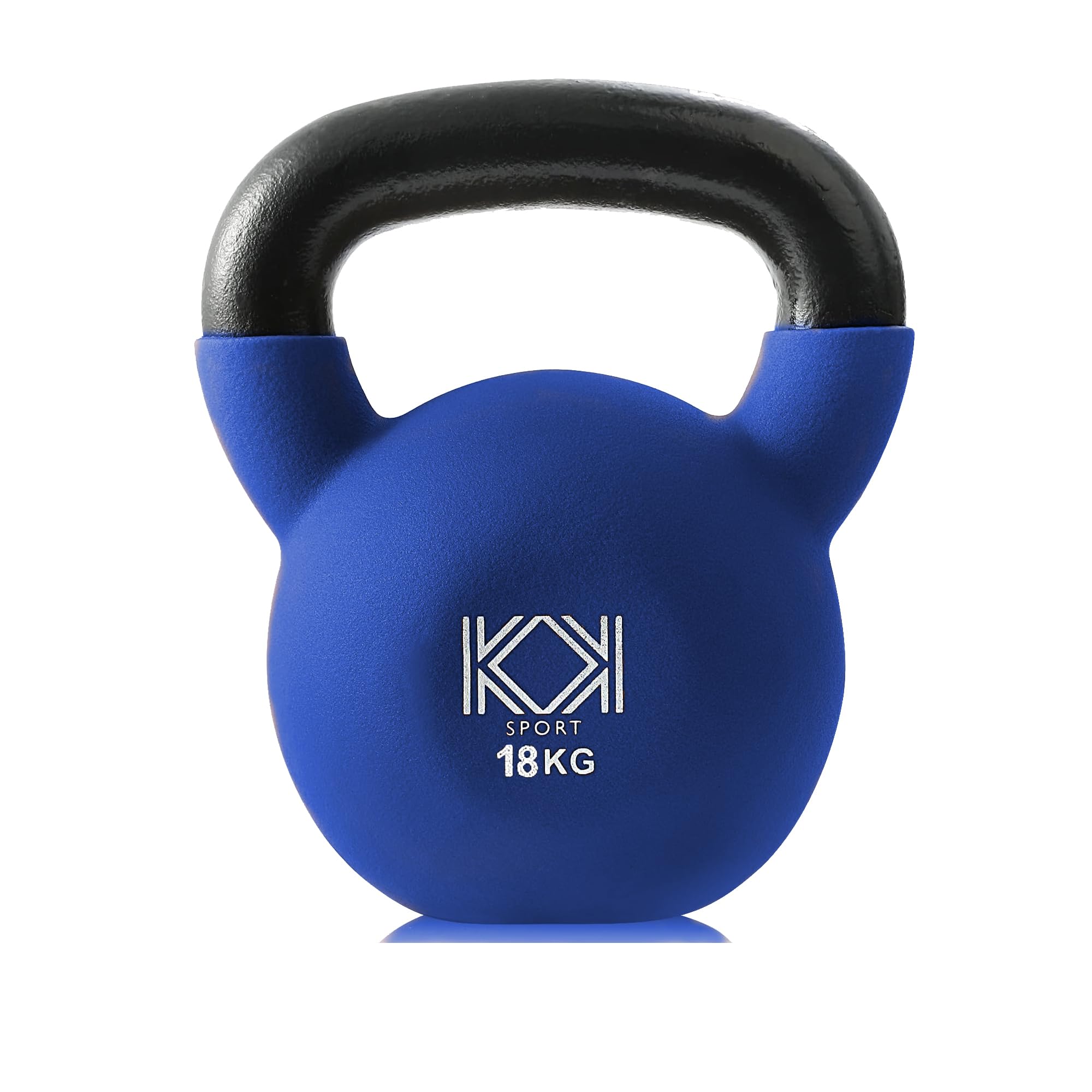 KK Kettlebells Cast Iron Neoprene Coated Weights Lifting Strength Training Home Gym Exercise (Blue - 18kg)