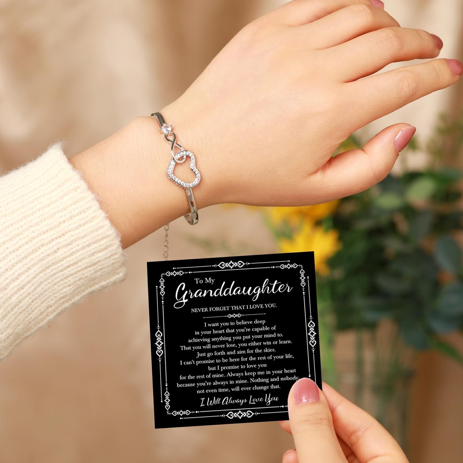 To My Granddaughter – Forever Connected Infinity Bracelet from Grandpa with Loving Message in Elegant Gift Box, Meaningful Jewelry Gift for Granddaughter on Birthday, Christmas, Graduation or Wedding