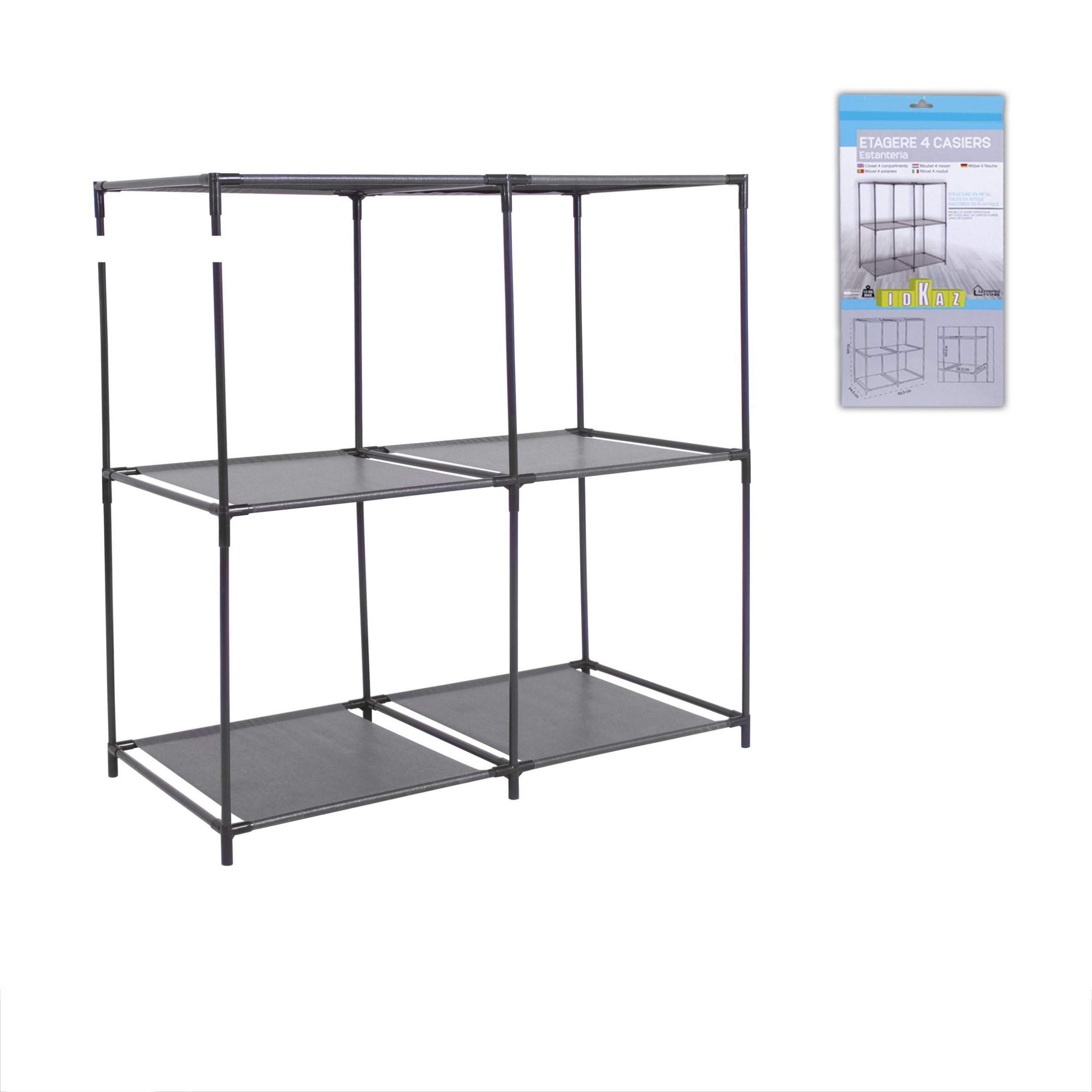 Fornord Shelving Unit with 4 Lockers, Black, 68.5 x 34.5 x 70 cm