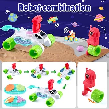 PLAY Color Dough Sets for Kids, Space Planets Theme Sensory Dough Tool Set for Kids Ages 4-8 with 20 Pcs Accessories Astronaut, Robot and Alien Space Sensory Kit, Gift Toys for Boys Girls