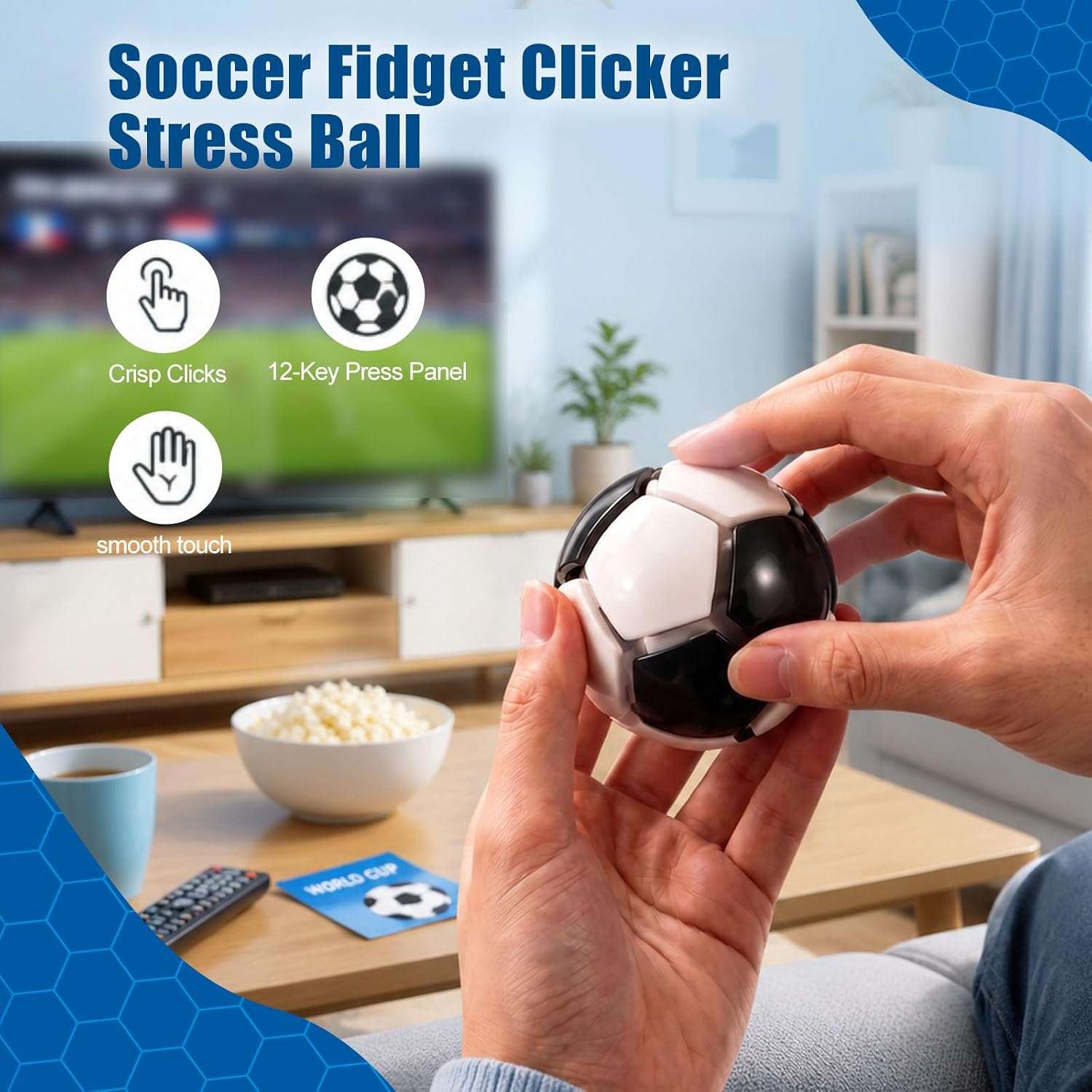 JAWULIJIA Keyboard Fidget Clicker Soccer Stress Ball Toy with Keychain image 3