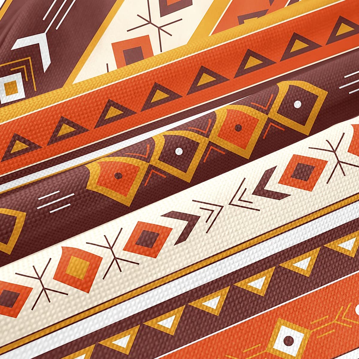 Federa Per Cuscino Lungo Bohémien, 137x51 Cm, Cotone, Motivo Geometrico Ruggine E Avorio, Con Nappe
