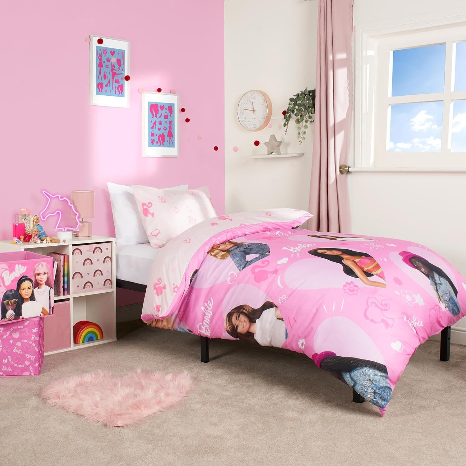 OHS Barbie Double Bedding Set, Barbie Accessories for Girls Kids Double
