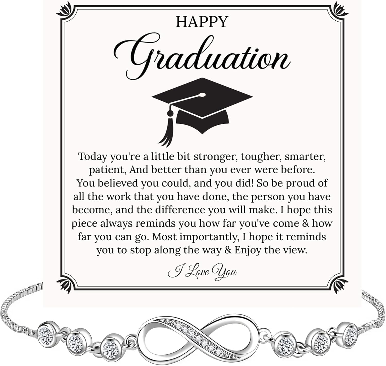 Graduation Bracelet Gift For her, Inspirational Heart Link Bracelet, Meaningful Graduation Gift Jewelry, Keepsake Bracelet to Celebrate Her Achievement and New Journey