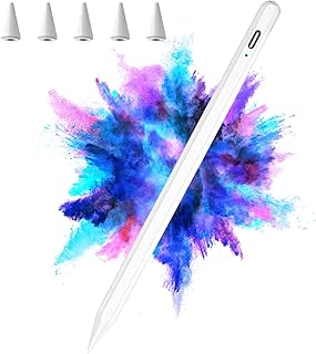 Stylus Pen for Apple iPad, Pen for iPad 10th/9th/8th/7th/6th Gen, iPad Pro 11/12.9, Apple Pencil 2nd Generation, iPad Air 5th/4th/3rd Gen,iPad Mini 6/5 with Palm Rejection, 5ps Nibs White