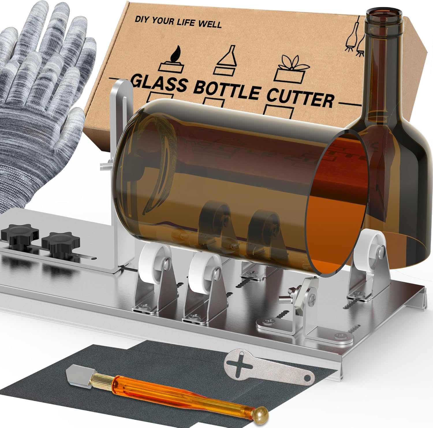 Glass Bottle Cutter, Upgraded Bottle Cutting Tool Kit, DIY Machine for Cutting Wine, Beer, Liquor, Whiskey, Alcohol, Champagne, Bottle Cutter for