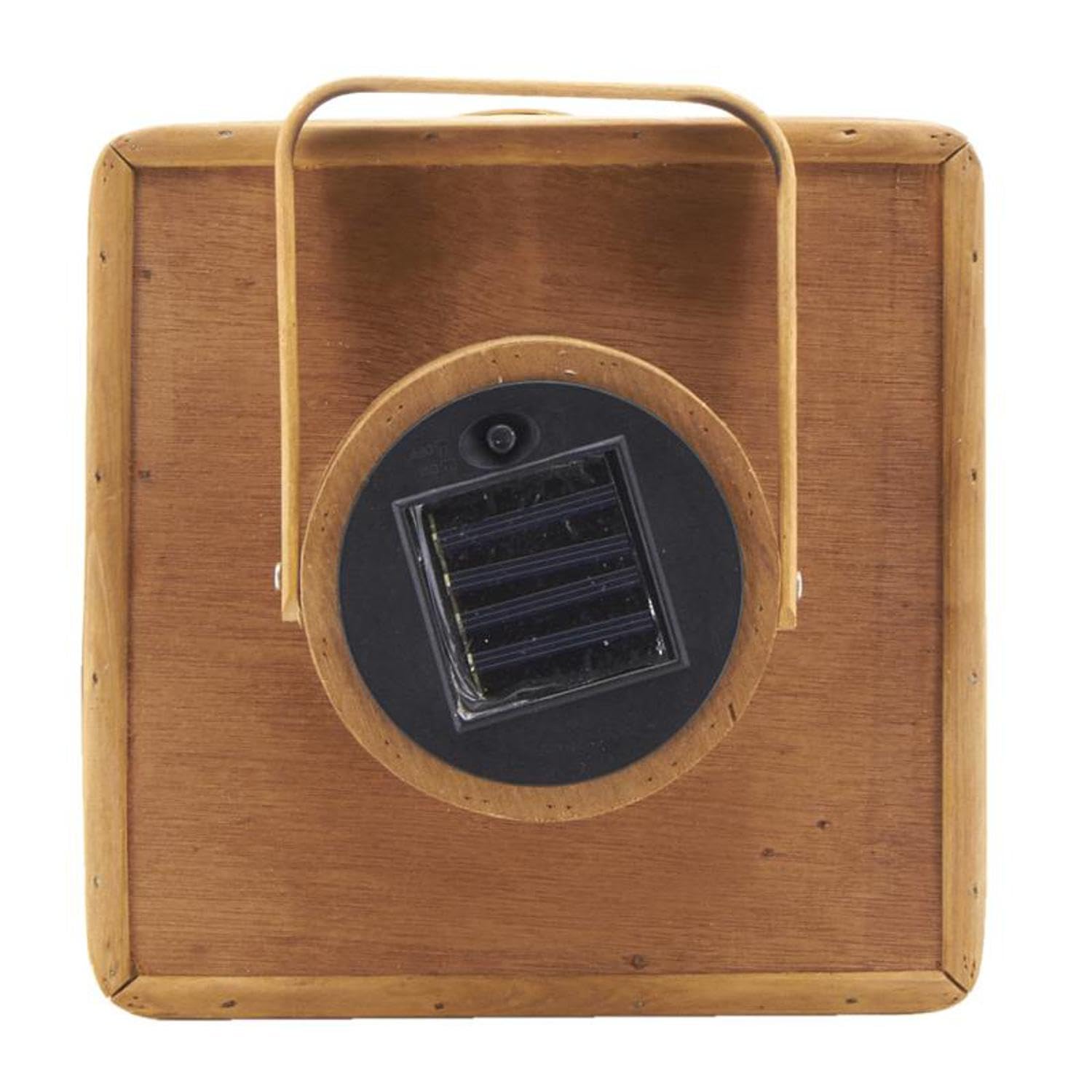 AUBRY GASPARD - Lanterne Bois Sapin Naturel - Structure Ajourée Bambou - Système Solaire Rechargeable - Anse Mobile - 19.5x19.5xH33 cm - Hauteur Anse 45 cm - Livré Monté - Poids 1 kg