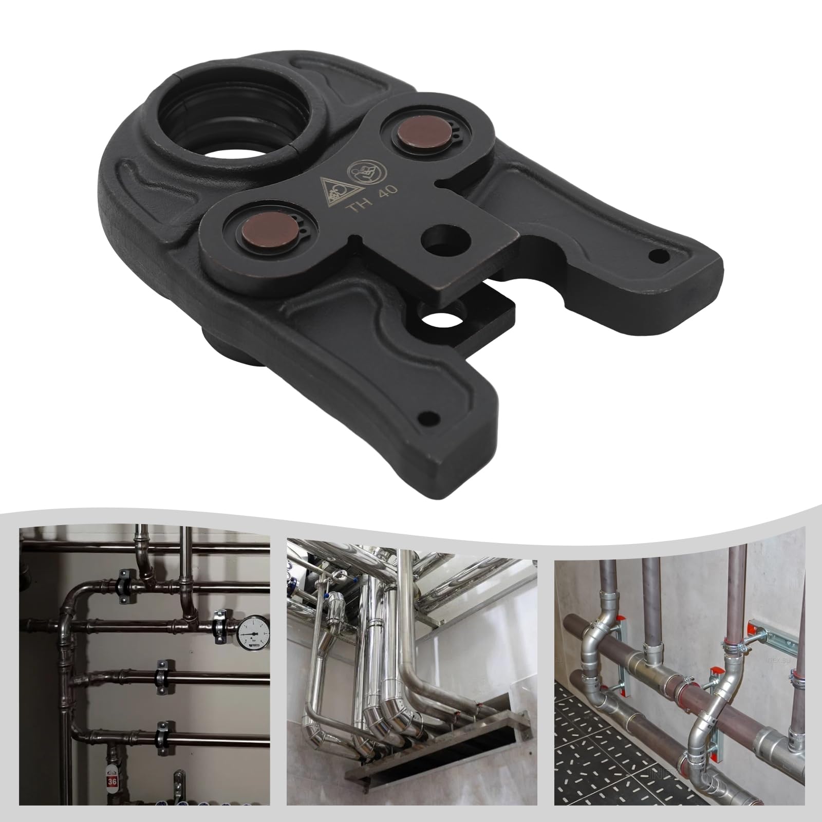 Mordaza de presión TH40, mordaza de presión de 4 cm de diámetro, resistente a la rotura y a los golpes, forma compacta, ligera para tubos de aluminio y plástico, tubos PEX, tubo PB (negro)