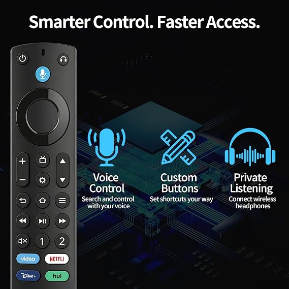 Voice Remote Control Compatible with FireStick 4K Max, 4K, Lite & HD, Works with Fire Edition Smart TVs Including Insignia, Toshiba & Select TCL Series, Bluetooth Pairing