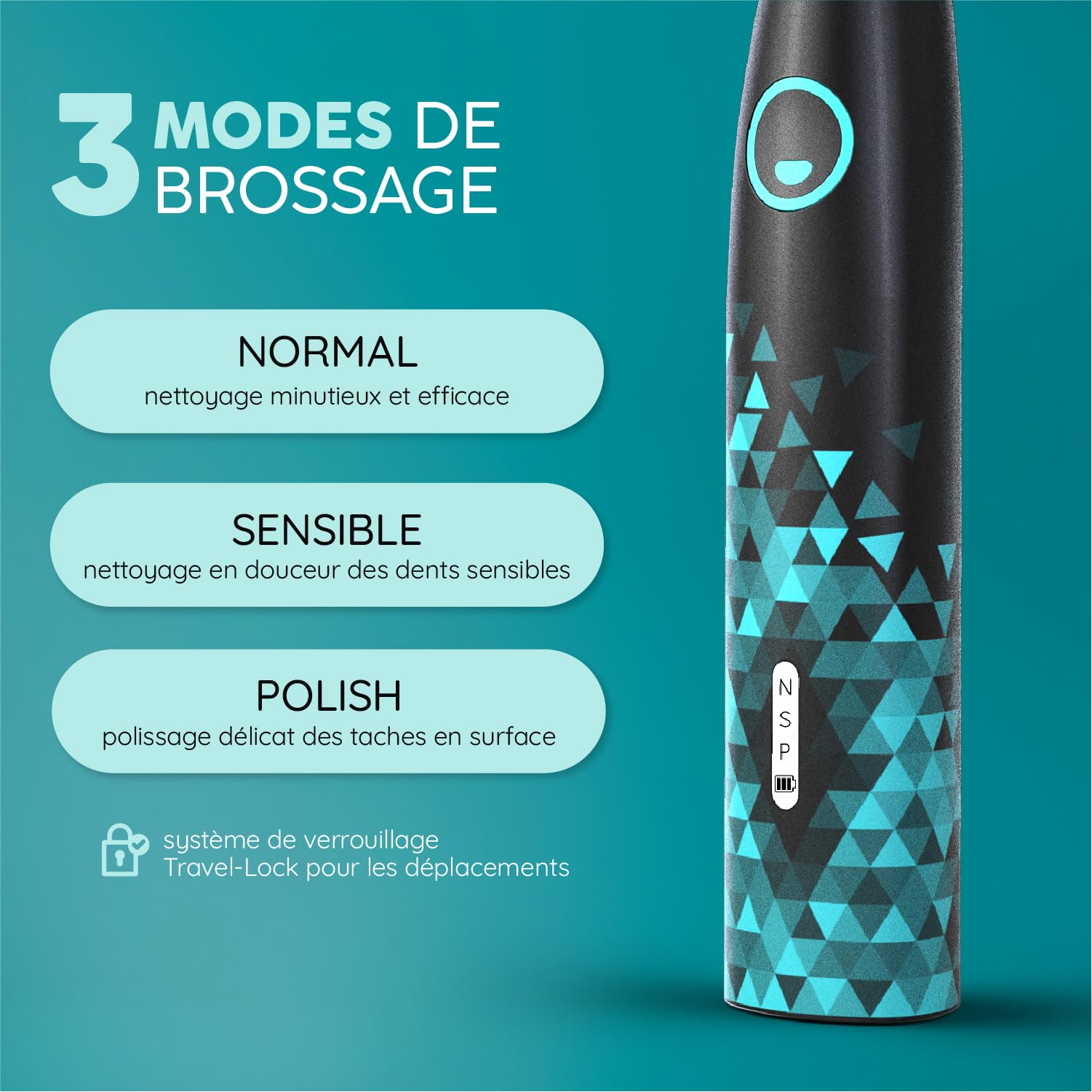happybrush Brosse à dents sonique électrique Eco VIBE 3 - Brosse à dents durable avec 6 semaines de batterie rechargeable avec 3 brosses à dents et dentifrice - Noir/Menthe