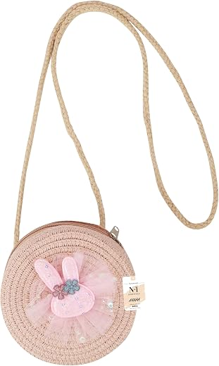 NFI essentials Round Sling Bag for Women, Stylish Shoulder Bag for Girls, Travel Crossbody Bag Purse for Ladies, Jute Zipp...