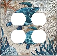 Vista 161 de Placa de pared dúplex de receptáculo de dispositivo de 1 gang de madera envejecida blanca gris con veta de tablón, cubierta de enchufe eléctrico