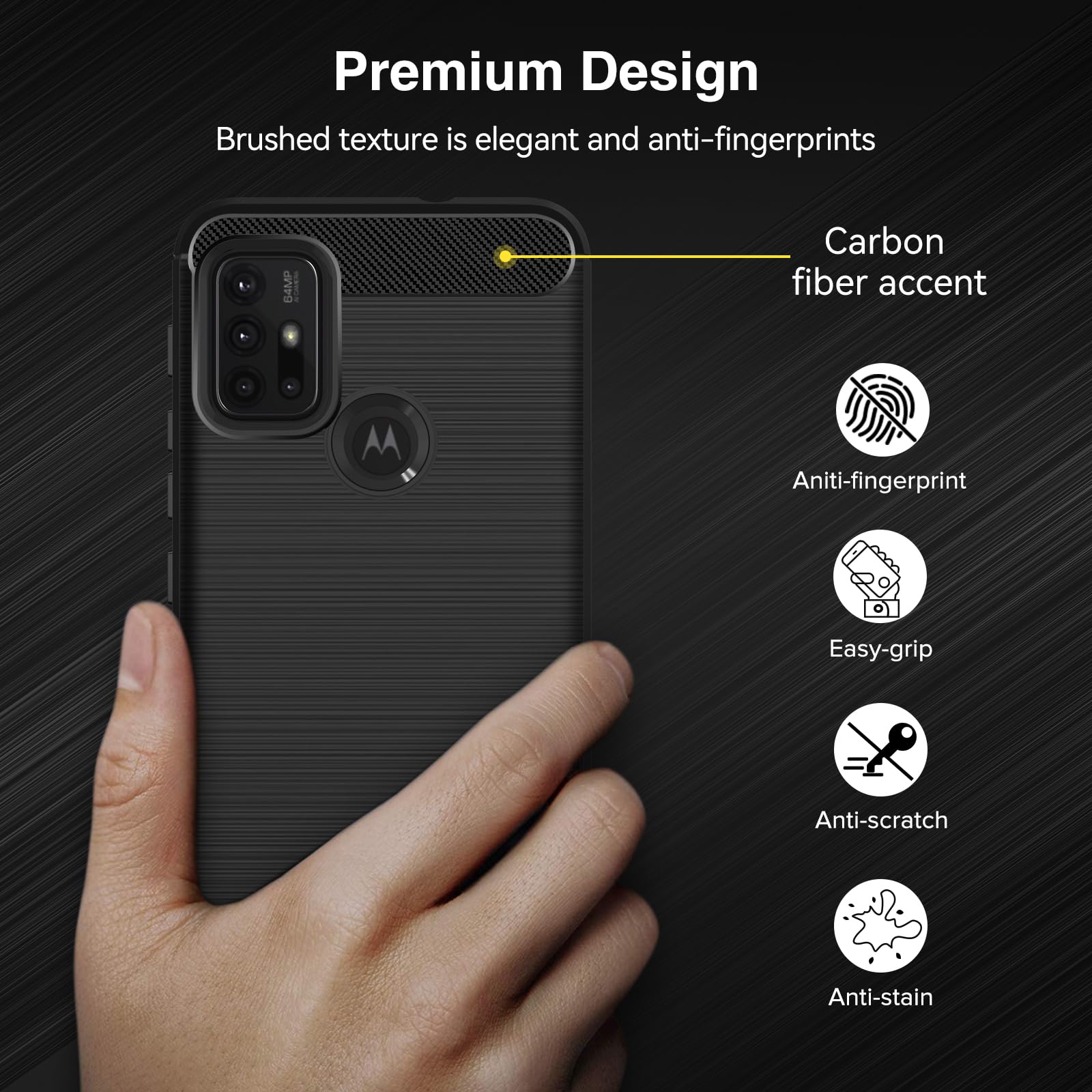 Ivoler Militär-Schutz Handyhülle Für Motorola Moto G9 Play/E7 Plus – Stoßfeste TPU-Hülle Mit Karbon-Design, Kratzfest