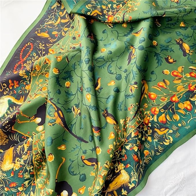 Bufanda ligera de seda para mujer con diseño floral elegante miniatura 5