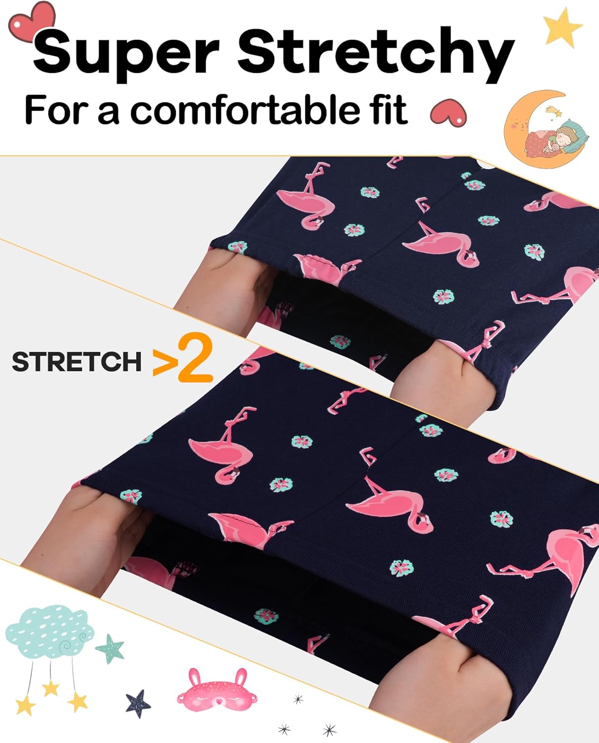 DAUGHTER QUEEN Girls Summer Pajamas Set 4 Pieces 100% Cotton Sleepwear Size 18 Months-12 Years - Image 3