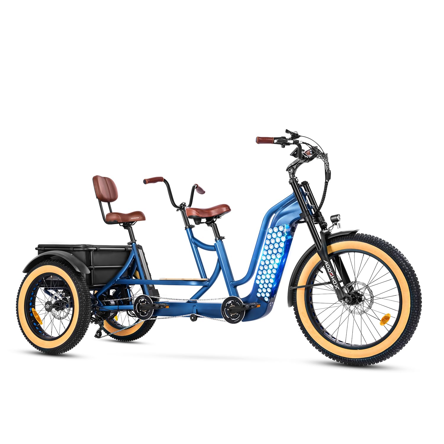 ADDMOTOR M380 Electric Tandem Tricycle, Torque Sensor, 750W Rear Drive  3-Wheel Electric Bike with Dual-Battery System, 65Mi/130Mi of Range, 48V