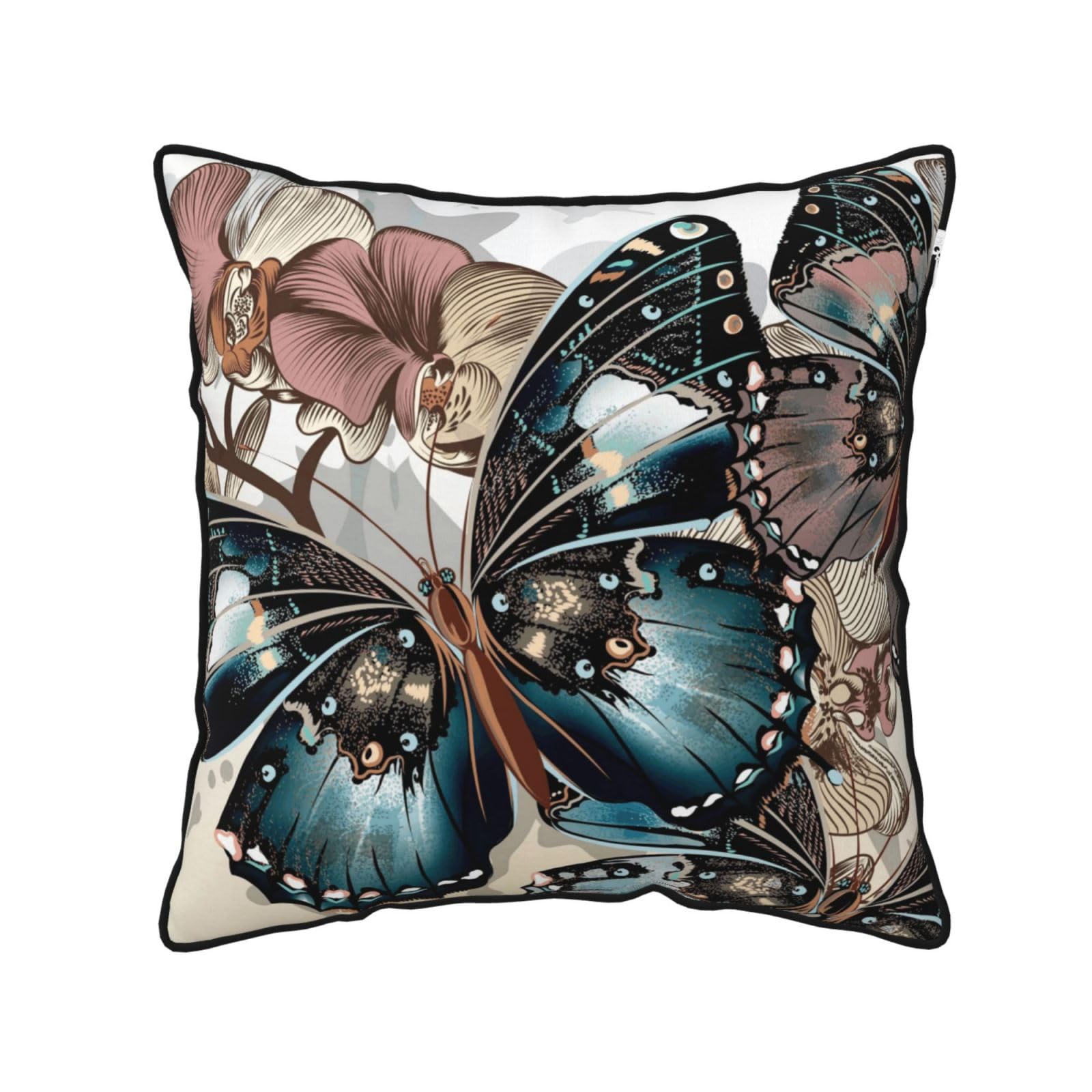FZGGWYHL Butterfly flowers printed Velvet Throw Pillow Cover Pillowcase