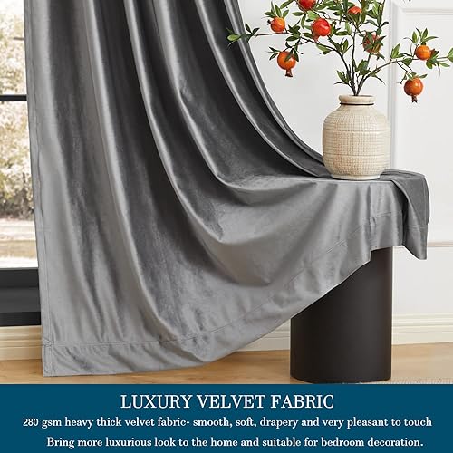 Vista 121 de PRIMROSE Juego de 2 paneles opacos de cortinas de terciopelo con trabillas traseras, 72 pulgadas largo, para la sala o dormitorio, decoran ventana