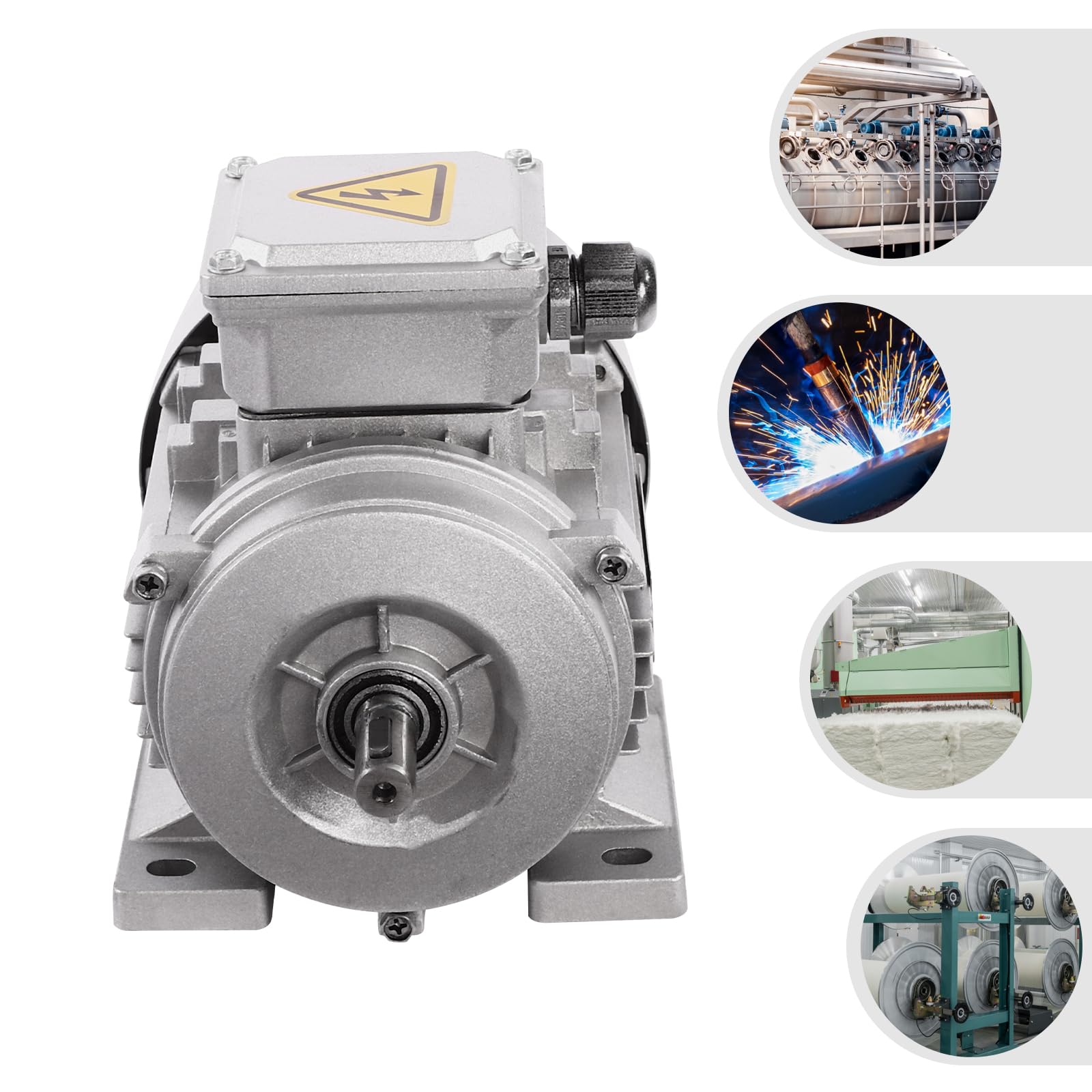 Elektromotor Drehstrommotor Aluminiumgehäuse Kupferspule Industriemotor Schutzklasse IP55 für Maschinenbau Transporttechnik und Lüfter (Wellendurchmesser 14mm, 750W)