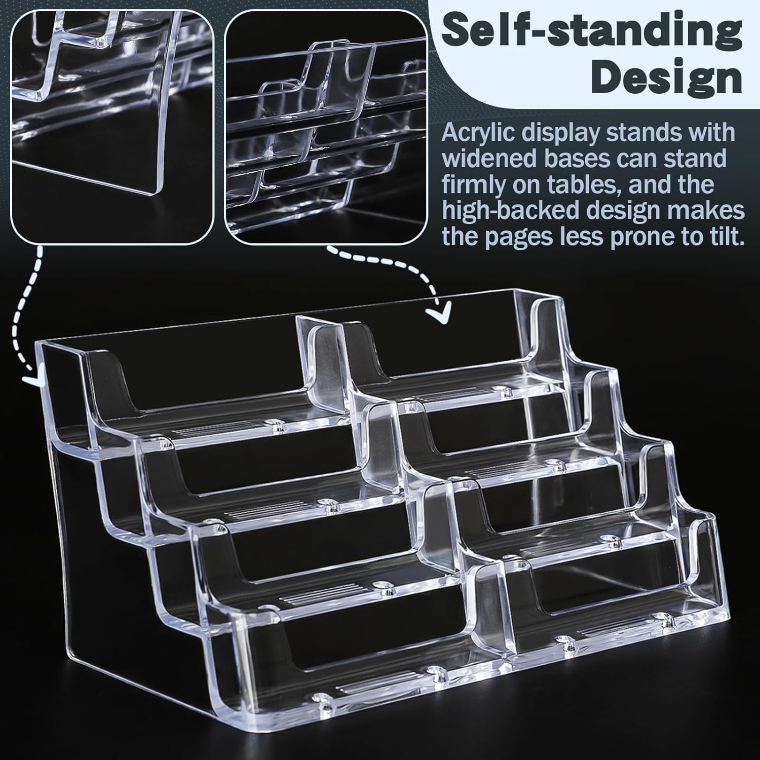 xydstay Lot de 2 porte-cartes de visite en acrylique transparent à 4 niveaux avec 8 poches, peut contenir 400 cartes, idéal pour le bureau et l'espace de travail