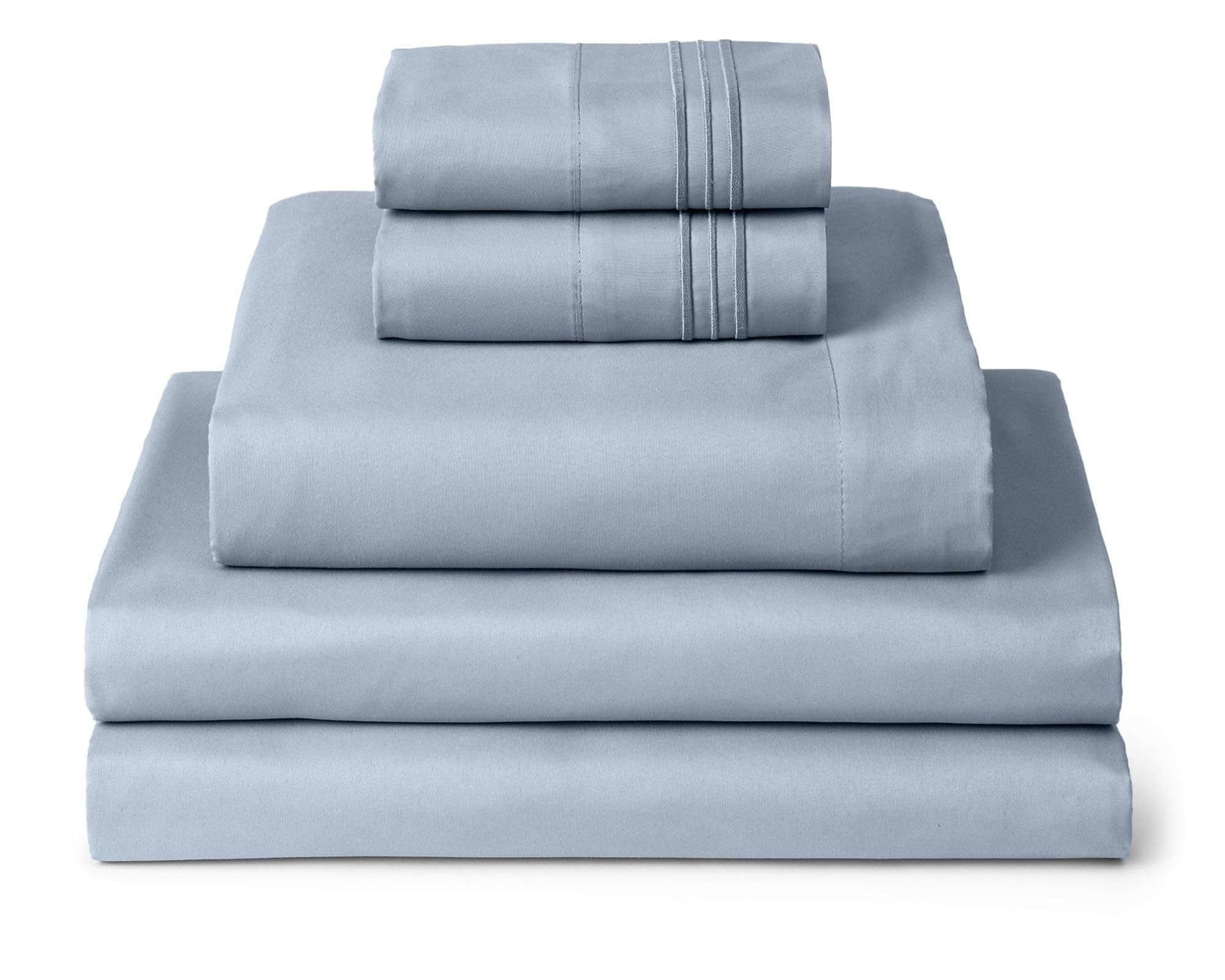 Mellanni Iconic 5-Piece, Ultra Soft Sheet Set (Split King, Blue Hydrangea)