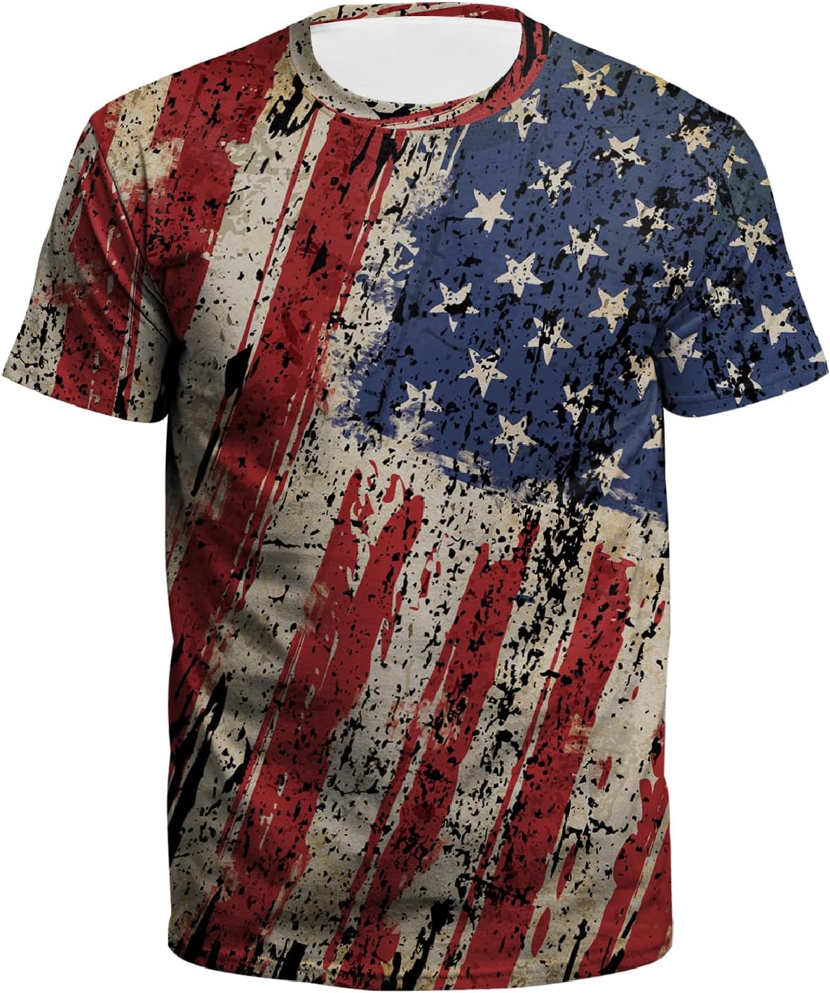 Mens USA American Flag Patriotic Shirt, 4th of July Shirts, Short Sleeve Graphic Tees for Men