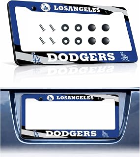 2 Pieces Sports Fan for Dodgers Car License Plate Frame – Durable Metal Black Holder for Cars – Unique Car Accessories for Men & Women (Sports-C)