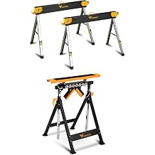 WORKESS 4 in 1 Roller Stand, Saw Horses 2 Pack Folding