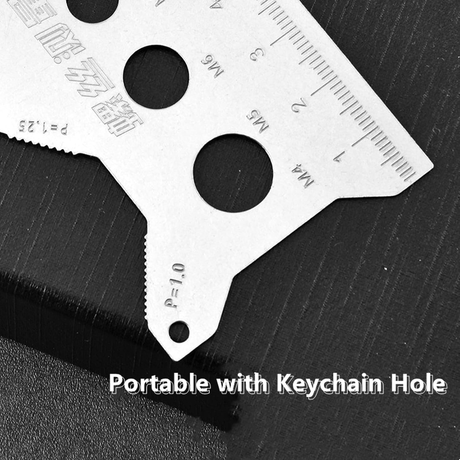 2 Pcs Stainless Steel Double-Sided Bolt Gauge Card, 0–10 Thread Measuring Tool with ±0.0005 Accuracy, Metric Scale, Portable Keychain for DIY, Automotive & Industrial Use