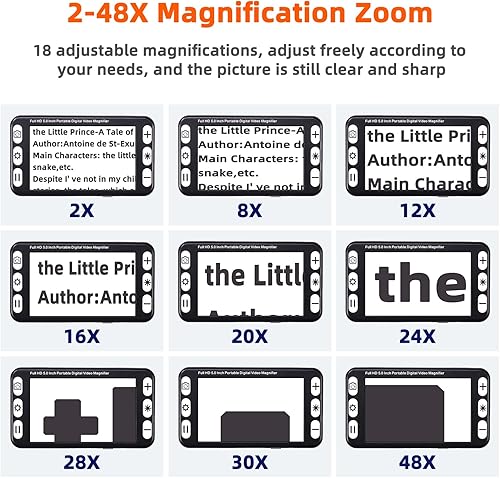 Miniatura 2 de Lupa de video digital, ayudas de lectura, lupa electrónica portátil de 5 pulgadas, plegable, recargable de mano, ayuda de visión para baja visión,
