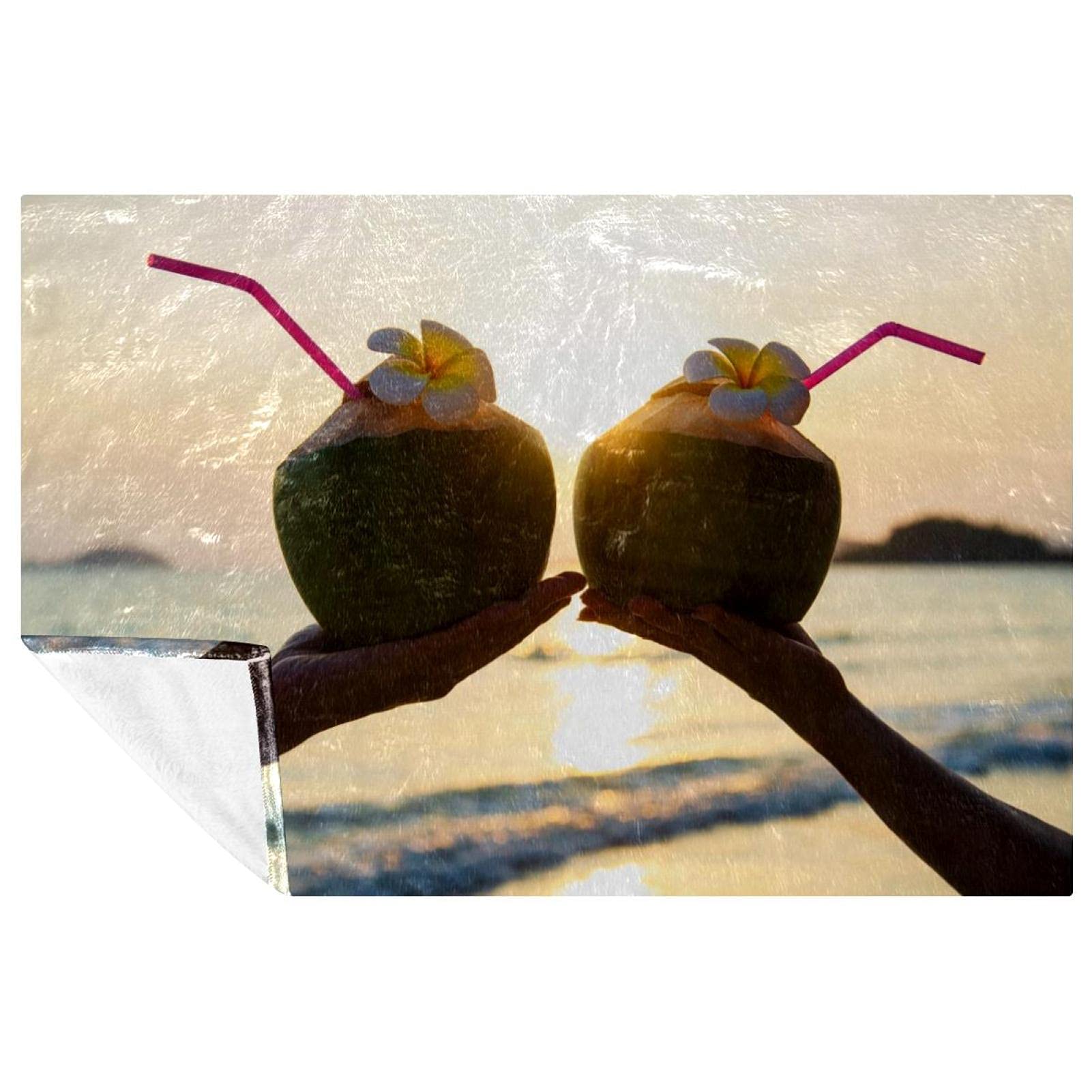 Couverture de plage coco plaid chaud pour pique-nique et camping