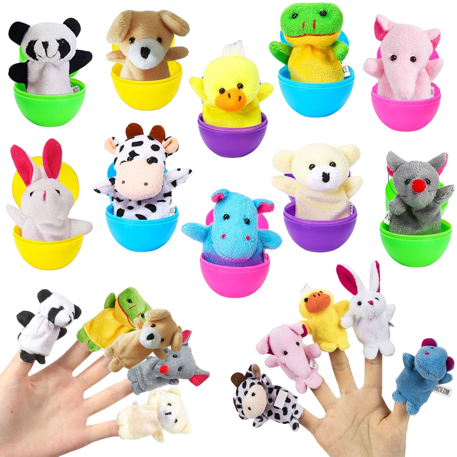 Huevos De Pascua Prellenados Con Peluches De 2.8-3.1 Pulgadas – 24 Piezas De Colores Y Formas Variadas, Ideal Para Cestas De Pascua, Búsqueda De Huevos Y Regalos, +3 Años