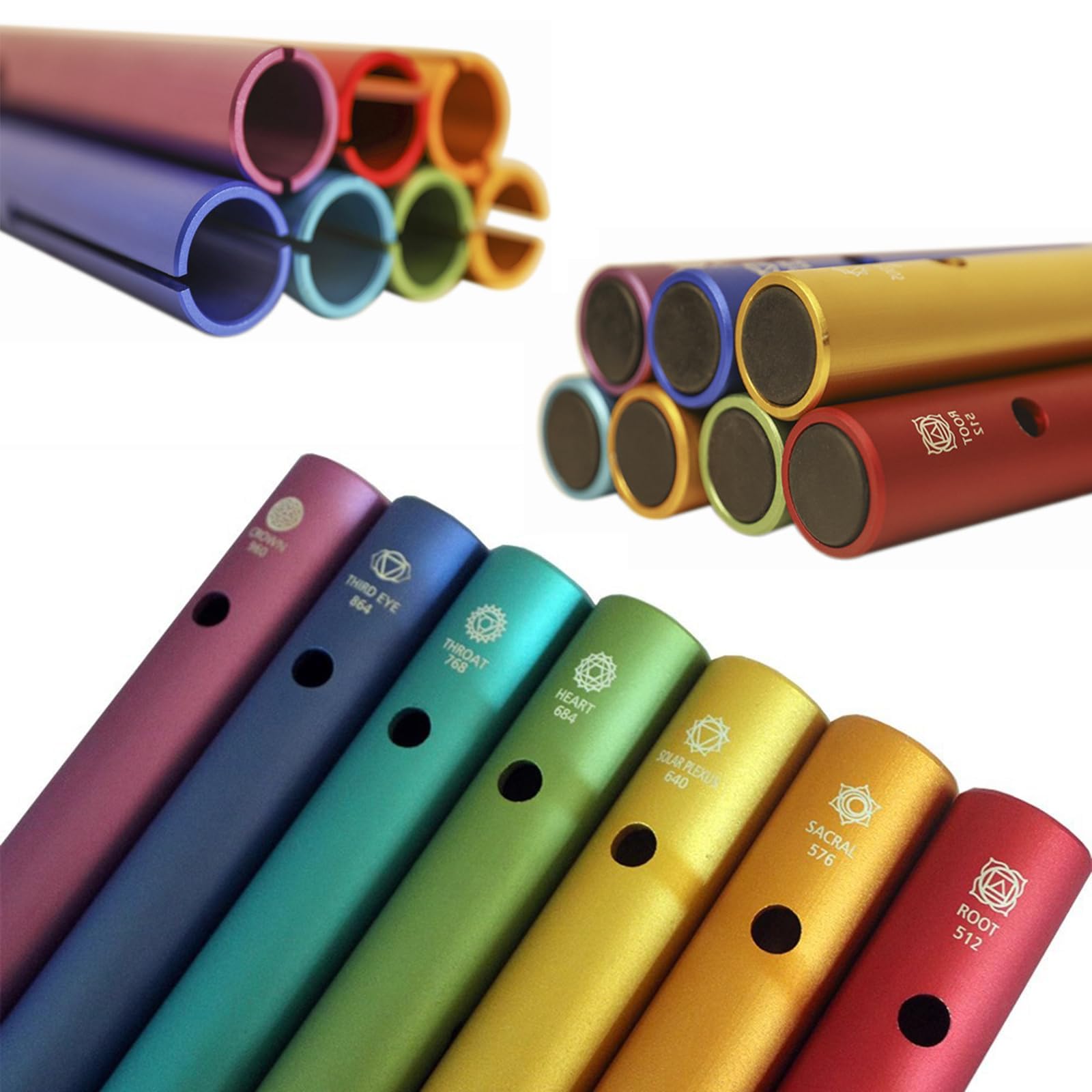 Set di strumenti a percussione a mano con tubo Wah-Wah in alluminio, multifrequenza per musicoterapia e meditazione, guarigione del suono e relax personale