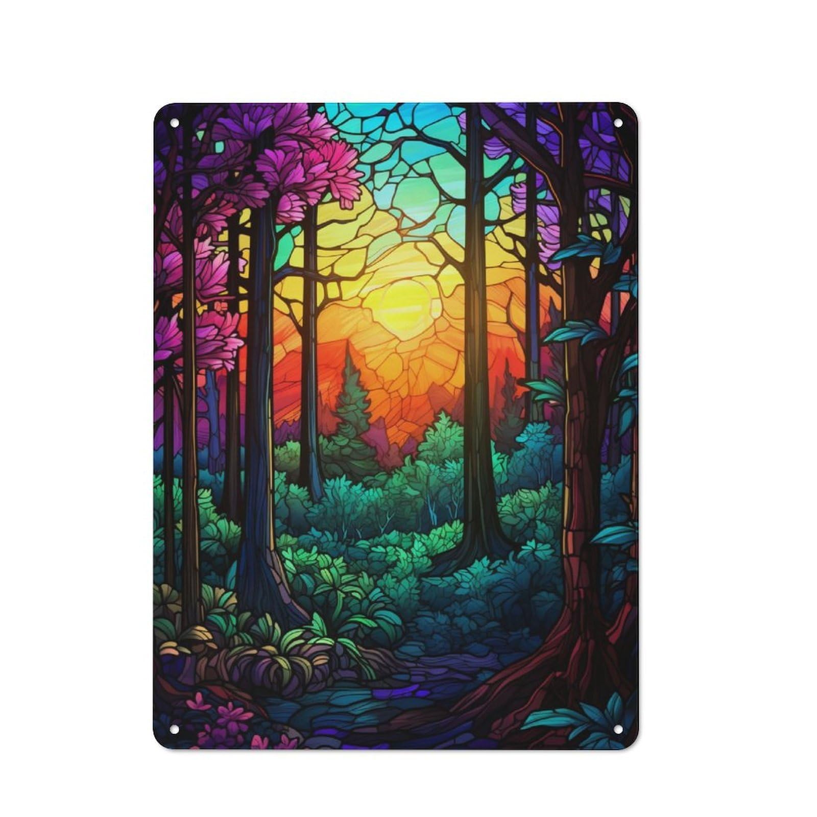 Forest Dawn Understated Metal Wall Decor 40x30cm, Decorative Metal Sign for Workspace, Cafe, Shop Or Desk Area